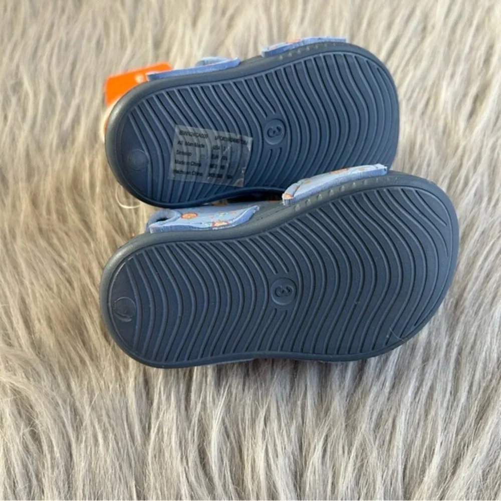 Wonder Nation Blue Turtle Sandals Baby Boys Size 3 Adjustable Straps Shoes‎